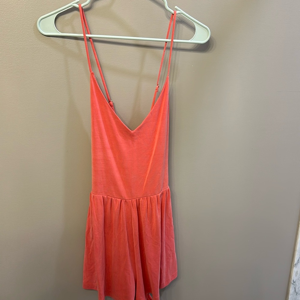 Coral forever 21 cross back romper